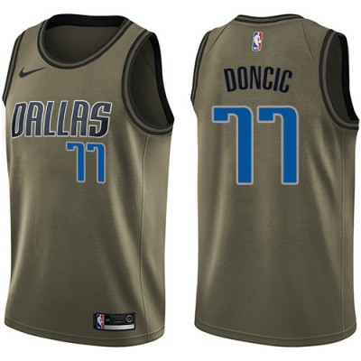 Nike Dallas Mavericks #77 Luka Doncic Green Youth NBA Swingman Salute to Service Jersey